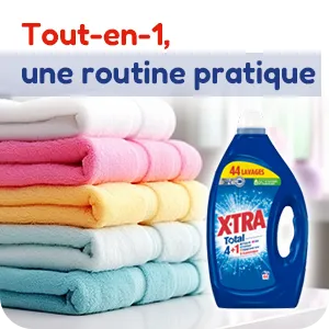 POUR UNE ROUTINE PRATIQUE, J’OPTE POUR LES LESSIVES TOUT-EN-1 ! 