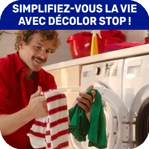 Un linge parfait et des couleurs préservées simplement avec Décolor Stop ! 