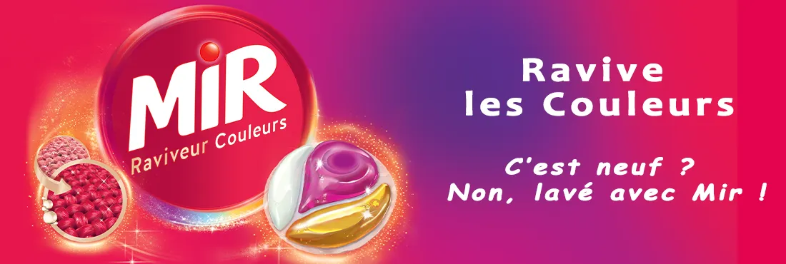Mir Lessive Couleurs Caps préserve l'intensité des couleurs de vos vêtements tout en les protégeant du ternissement.