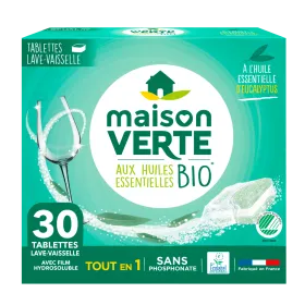 Maison Verte Tablettes lave-vaisselle à l'huile essentielle bio d'eucalyptus