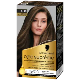SCHWARZKOPF-COLORATION PERMANENTE-OLEO SUPREME 5-10 Châtain Clair Glacé