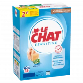 Le Chat Sensitive Aloe Vera & Marseille - lessive en poudre 36 lavages