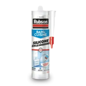 RUBSON Mastic Bain&Cuisine Silicone Evite les Moisissures Blanc Cartouche, 280ml