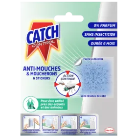 CATCH CONTROL Autocollants Anti Mouches Decoratifs - x6 stickers