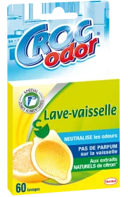 CROC'ODOR - Désodorisant pour lave-vaisselle - Citron - 1 crochet