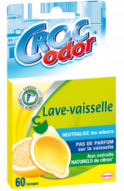 CROC'ODOR - Désodorisant pour lave-vaisselle - Citron - 1 crochet